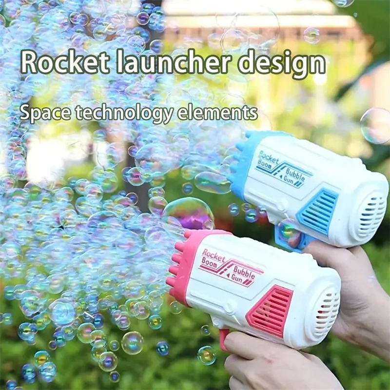 2pcs Bubble Guns นํา 2 ขวด 50ml Bubble Water มือถือ Gatling ของเล่นเด็กไฟฟ้า Bubble Machine ของเล่น Bubble Gun