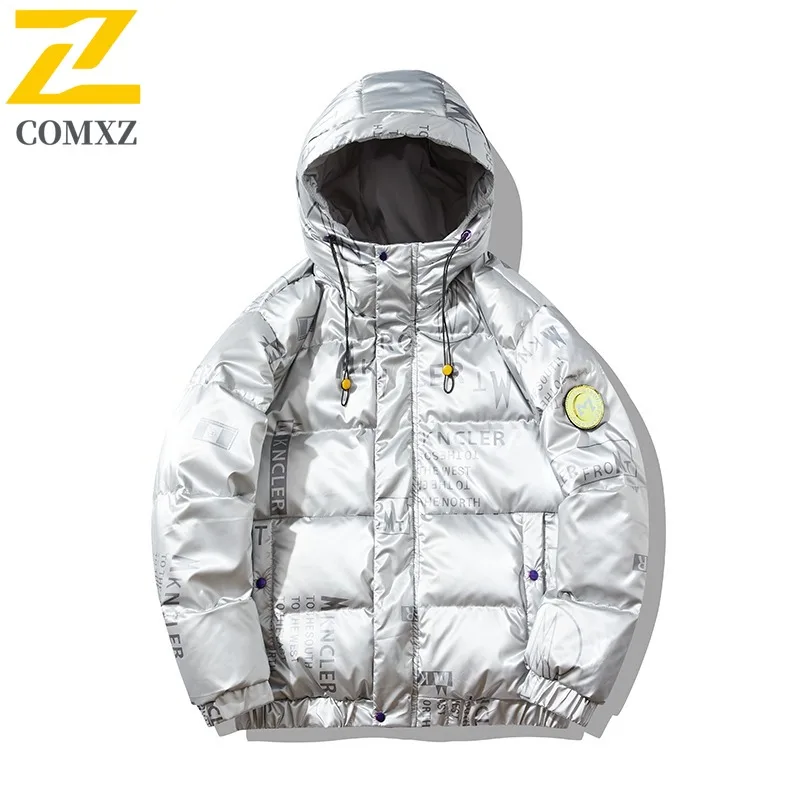 COMXZ Men Outdoor Down Jacket Premium Hooded Adventure Windproof Warm Parka Street Style Lightweight Comfort Winter Puffer Coat