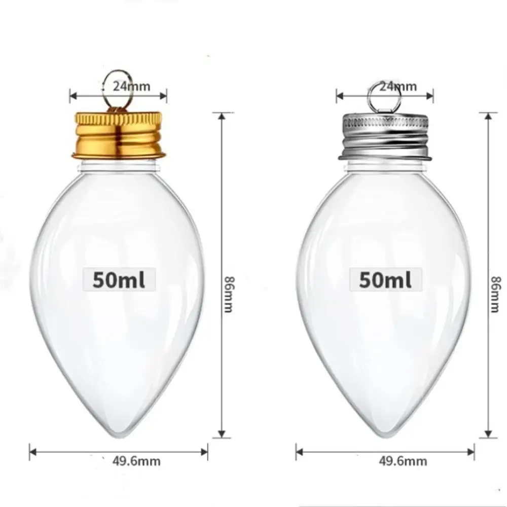 ضوء لمبة على شكل زجاجات قابلة لإعادة الملء ، عيد الميلاد الحلي ، حاويات الحلوى البلاستيكية ، لتقوم بها بنفسك زخرفة واضحة المصابيح مع غطاء ، 10 قطعة