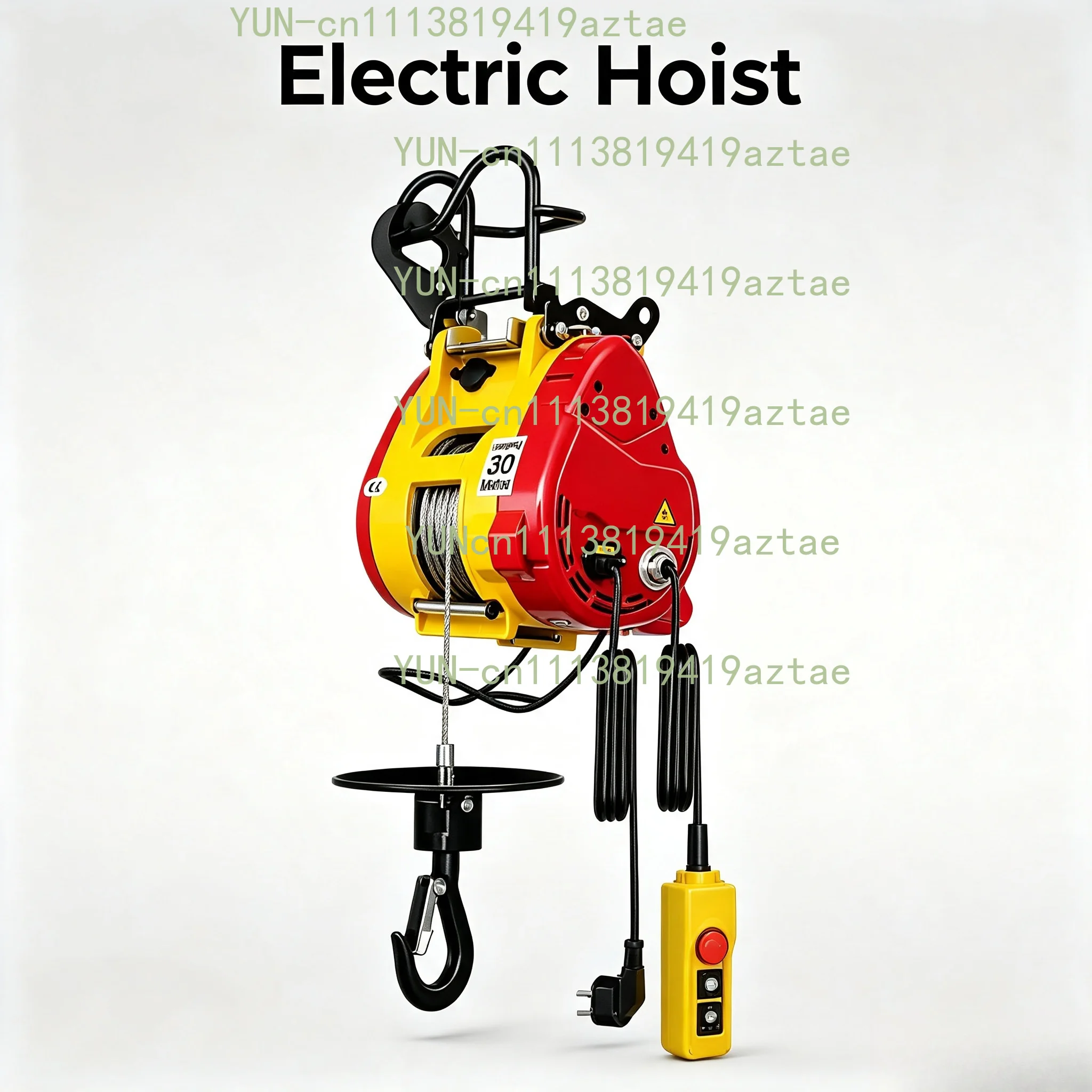 220V Household Mini Electric Hoist, Portable Remote Control Micro Electric Winch Small Lifting Crane