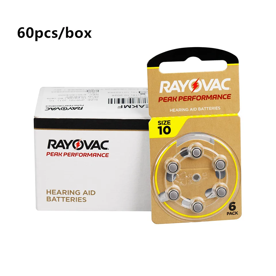 60 قطعة/صندوق Rayovac الذروة A10 الزنك بطارية الهواء 10A 10 PR70 A10 بطاريات السمع