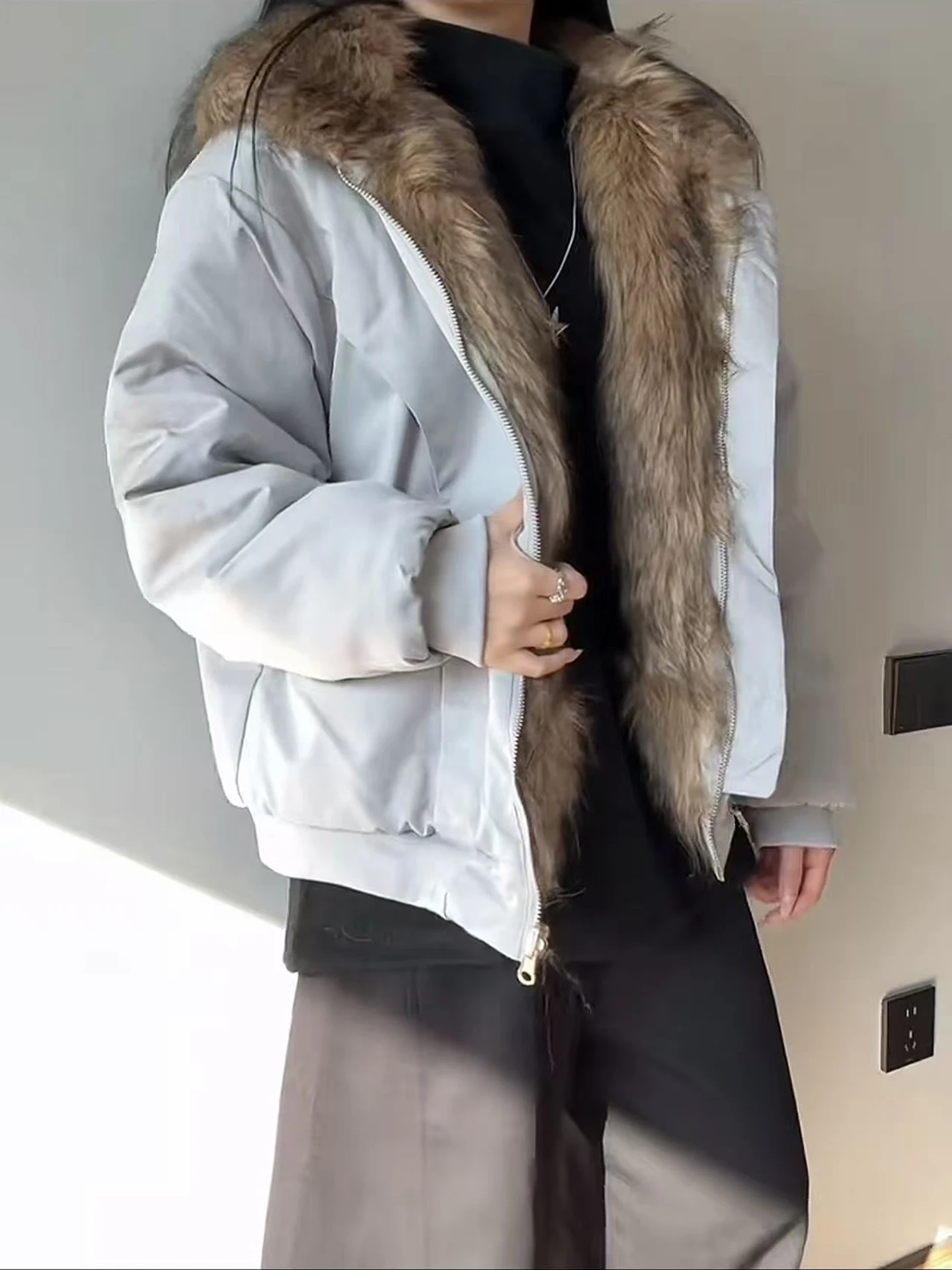 معطف شتوي للرجال من American Retro Thiened من القطن مع ياقة من الفرو بغطاء للرأس من Jaet للشباب عصري طويل Sve Zipp...