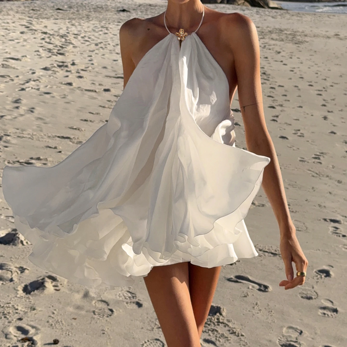 sexy white beach dress The comfortable yet sexy design makes it ideal for daytime excursions or evening dinners Beach Dress White Summer Dress