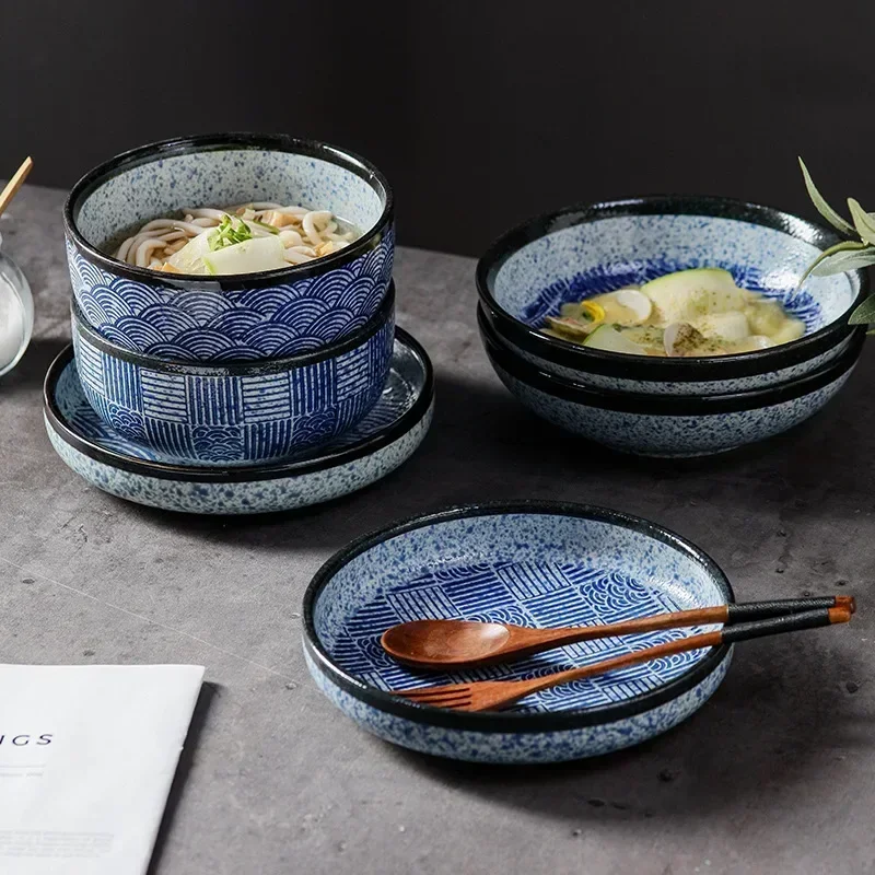 

Japanese tableware, dish plates, specialty restaurants, soup plates, ceramic retro lidded rice plates, round large plates
