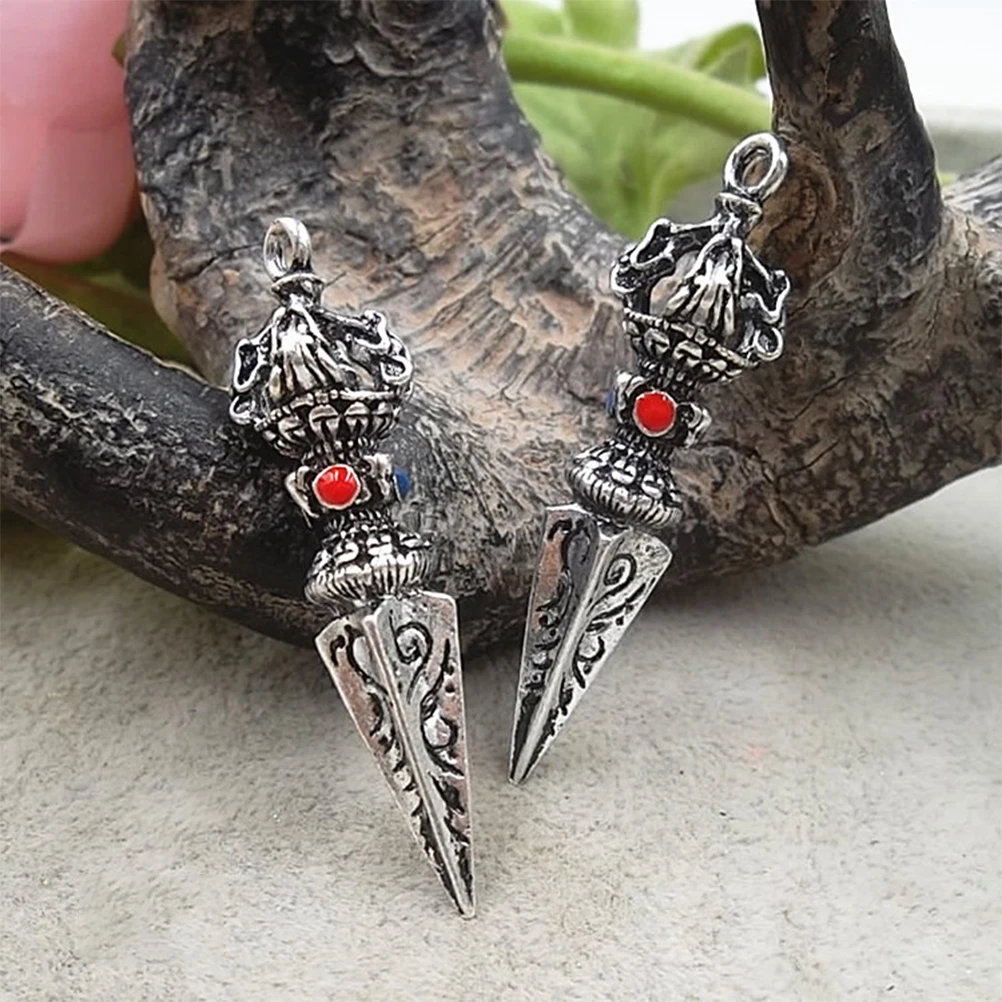 

4PCS Pendants Durable Necklace Decorations Religious Tibetan Silver Diamond Pestles Fashion Ornaments DIY Accessories