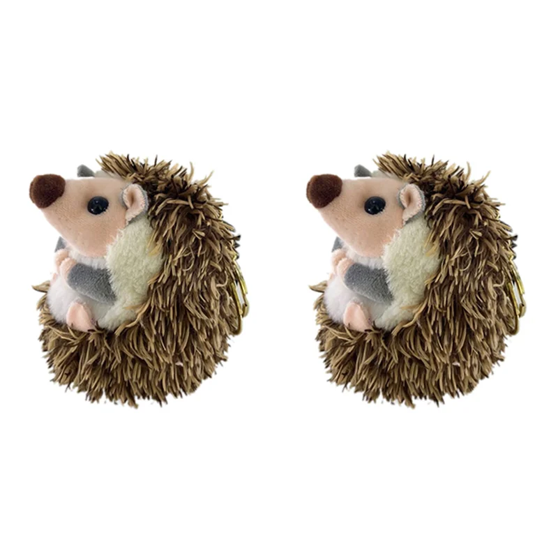 A07I 2X Niedlicher Igel Plüsch-Schlüsselanhänger Handy-Anhänger Schlüsselanhänger Igel Pompon Ring Anhänger Braun Anime Geschenke
