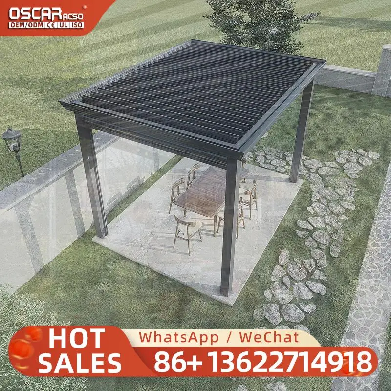 4x3m Adjustable Louvered Aluminum Pergola Outdoor Waterproof Sun Shade for Patio Garden Bioclimatic Structure pergola