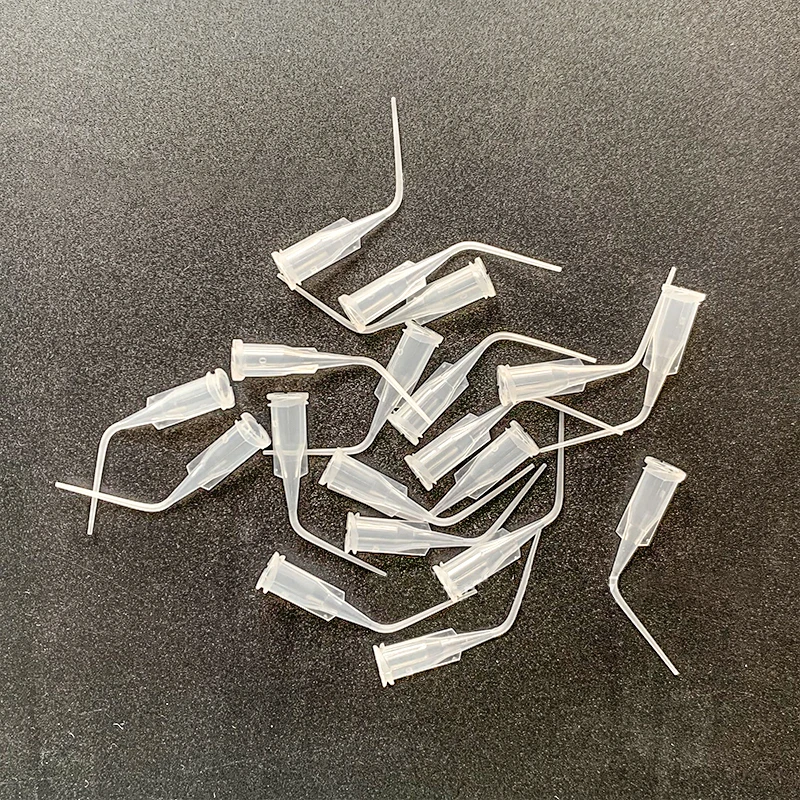Embout d'aiguille d'irrigation dentaire jetable, 100 pièces/sac, aiguille de livraison d'hydroxyde de Calcium, pointe de seringue en plastique 0.25/0.35/0.4mm
