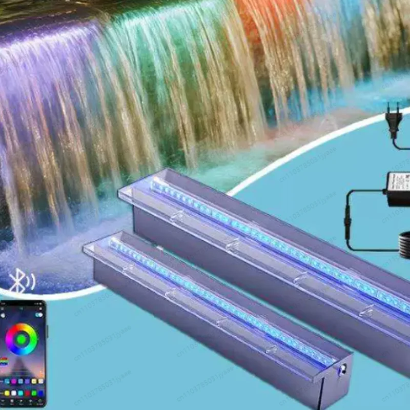 Acrylic Sheer Descent Waterfall Wall Fountain LED Light Water Blade Cascade For Swimming Pool Spa Garden Landscape Design