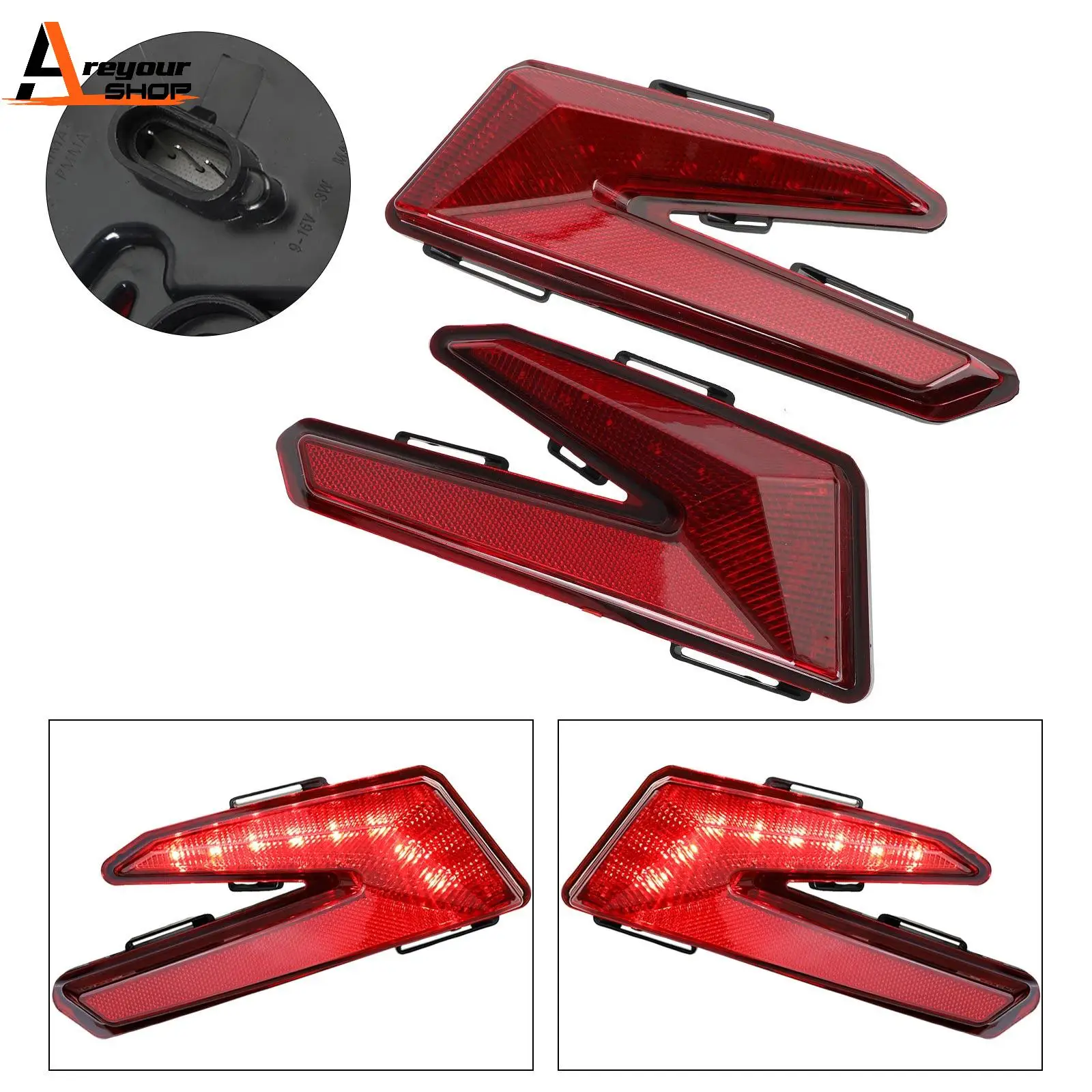 

Areyourshop Left Right Red LED Brake Tail Lights For Can Am Maverick x3 TURBO 2017-2021 710004744 710004743 Motorcycle Parts