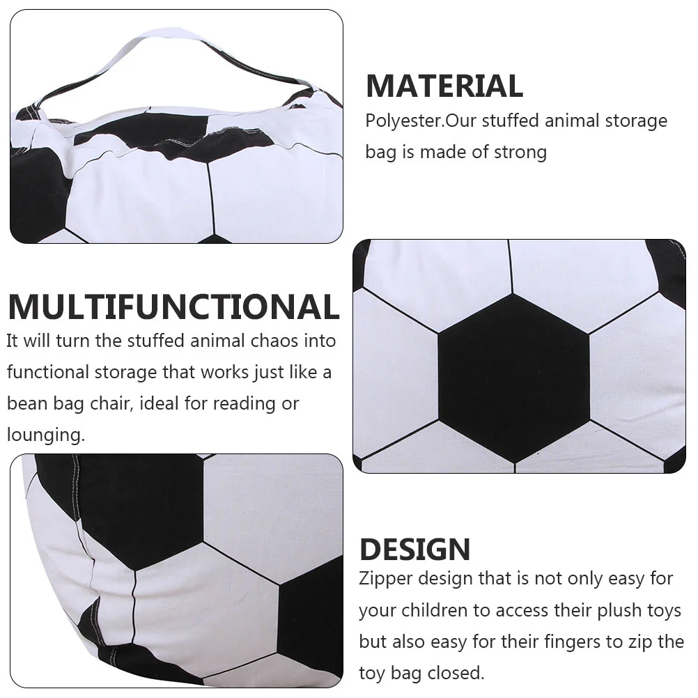 1PCS Polyester Football Pattern Storage Bag Kids Bean Bag Chair Cover Stuffed Animal Stool Zipper Beanbag Fluffy Child Toy