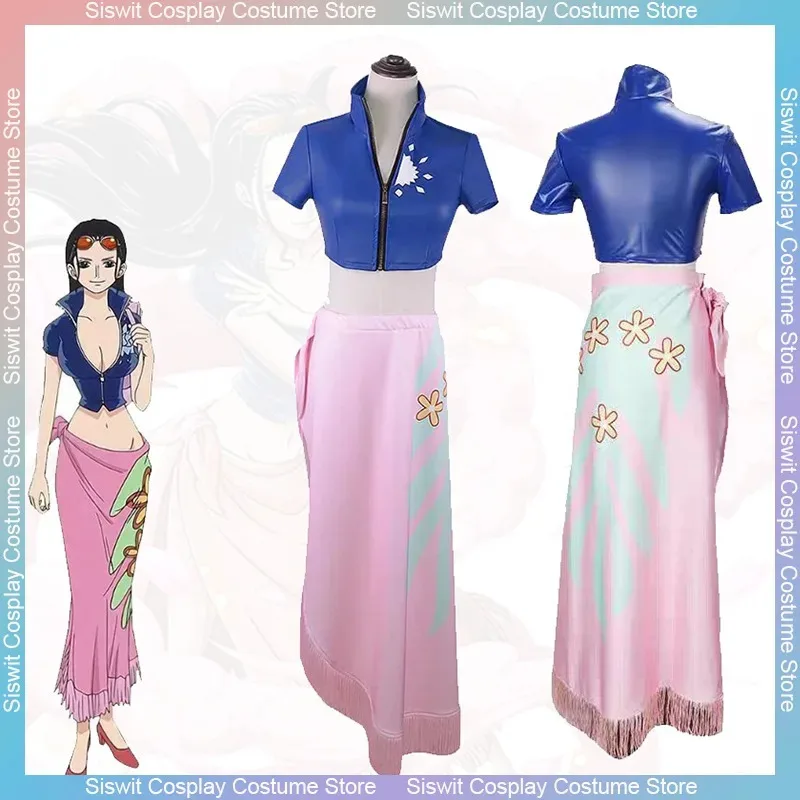 

Anime Nico Robin Cosplay Costume Two Years Later Cos Top and Long Skirts Full Set Sexy Summer Outfits Carnival Party Dress Up