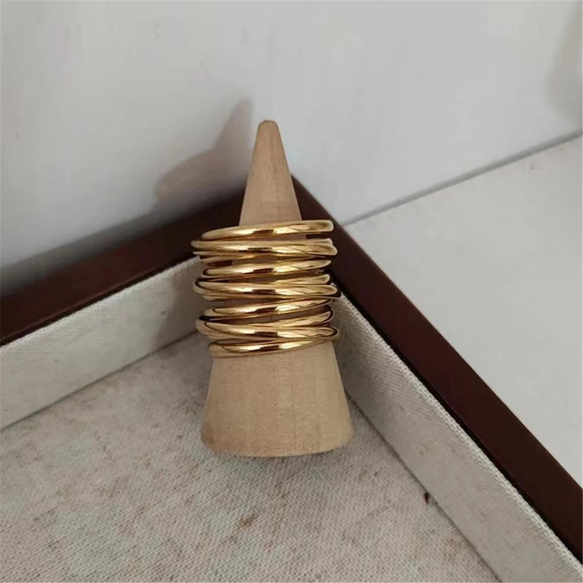 Creative Retro 18K Gold Stainless Steel Multi-layer Ring for Women Fashion Party Punk Jewelry Gift