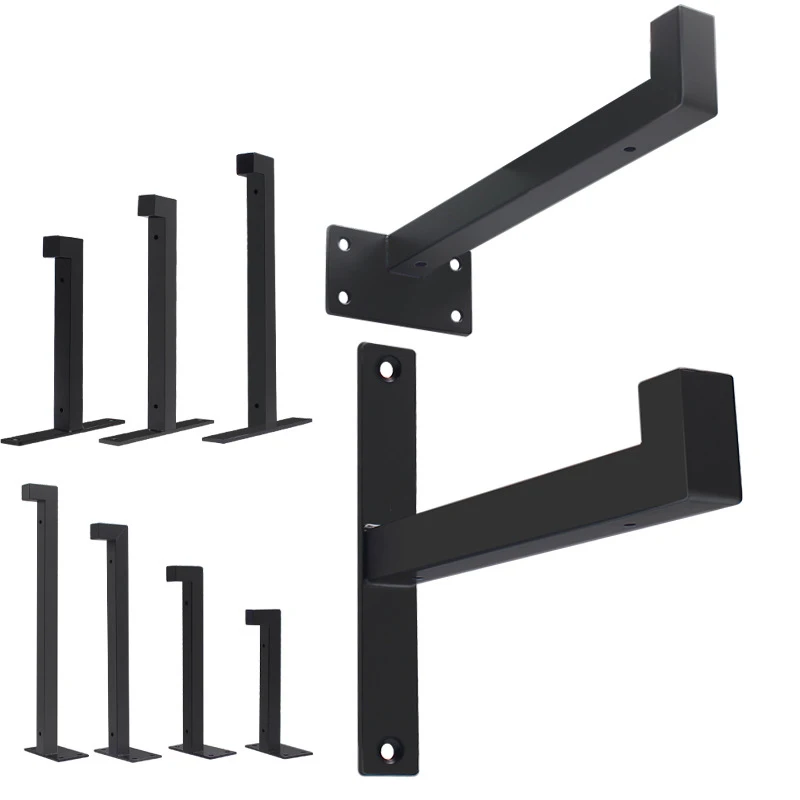 

2PCS Black Wall Mounted Single Layer Board Wrought Iron Bracket Metal Wooden Partition Board Support Furniture Shelf Brackets