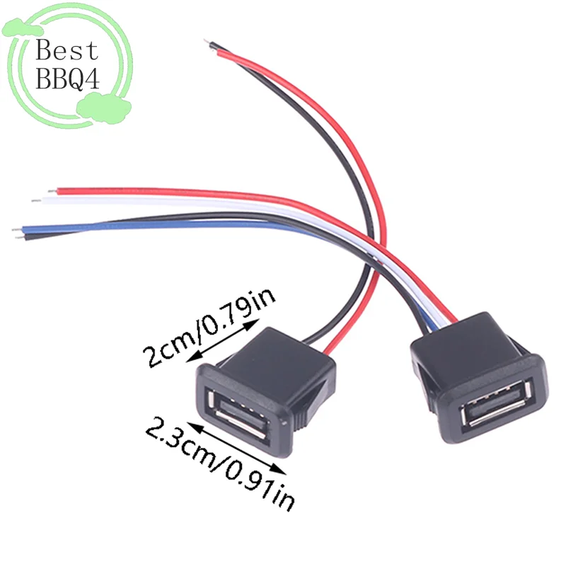 1Pcs USB 2.0 Female Power Jack USB2.0 Charging Port Connector With Cable USB Charger Socket Wholesale(1BBQ4)