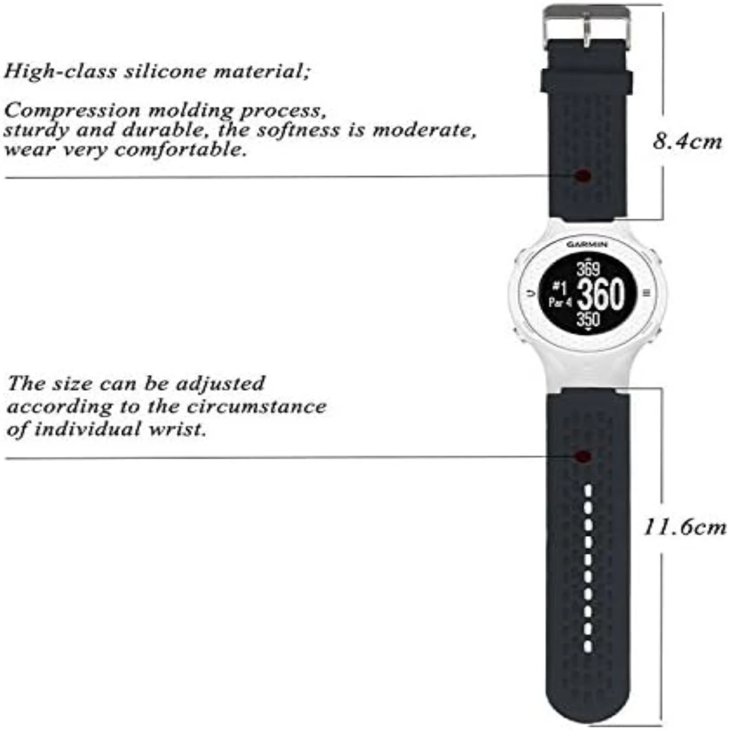 

Soft, Durable, Comfortable Silicone Watch Band for Garmin Approach S2 / S4 - Perfect for Active Sports & Outdoor Activities - Of