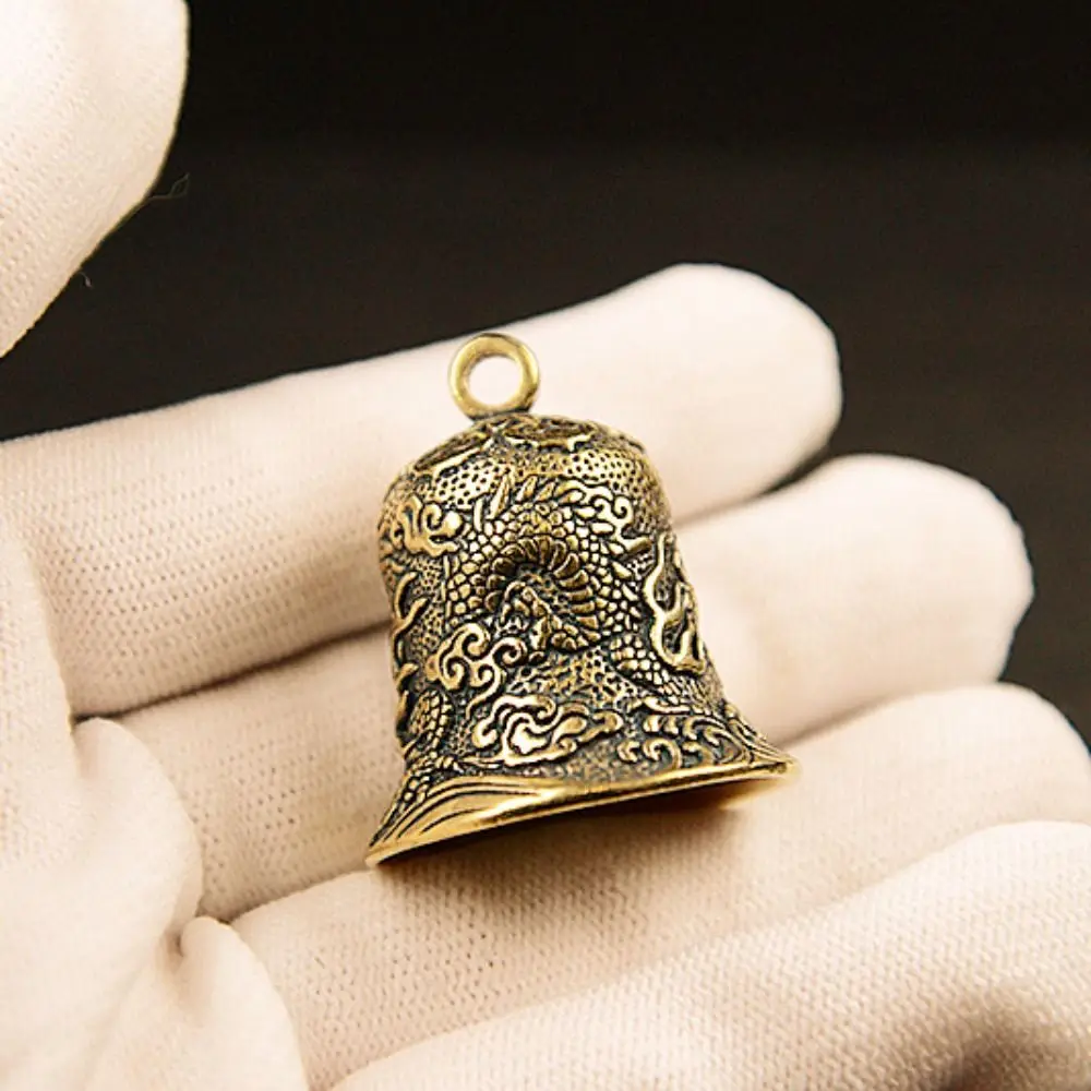 Carved Dragon Totem Biker Good Luck Charm Embossment Design Exquisite Bronze Bell Antique Spiritual Motorcycle Guardian Bell