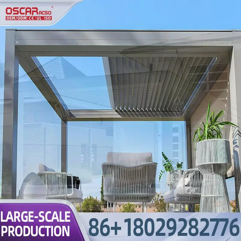 Motorized Rotatable Slatted Waterproof Gazebo Patio Backyard Deck Use Modern Innovative Villa Europe USA pergola
