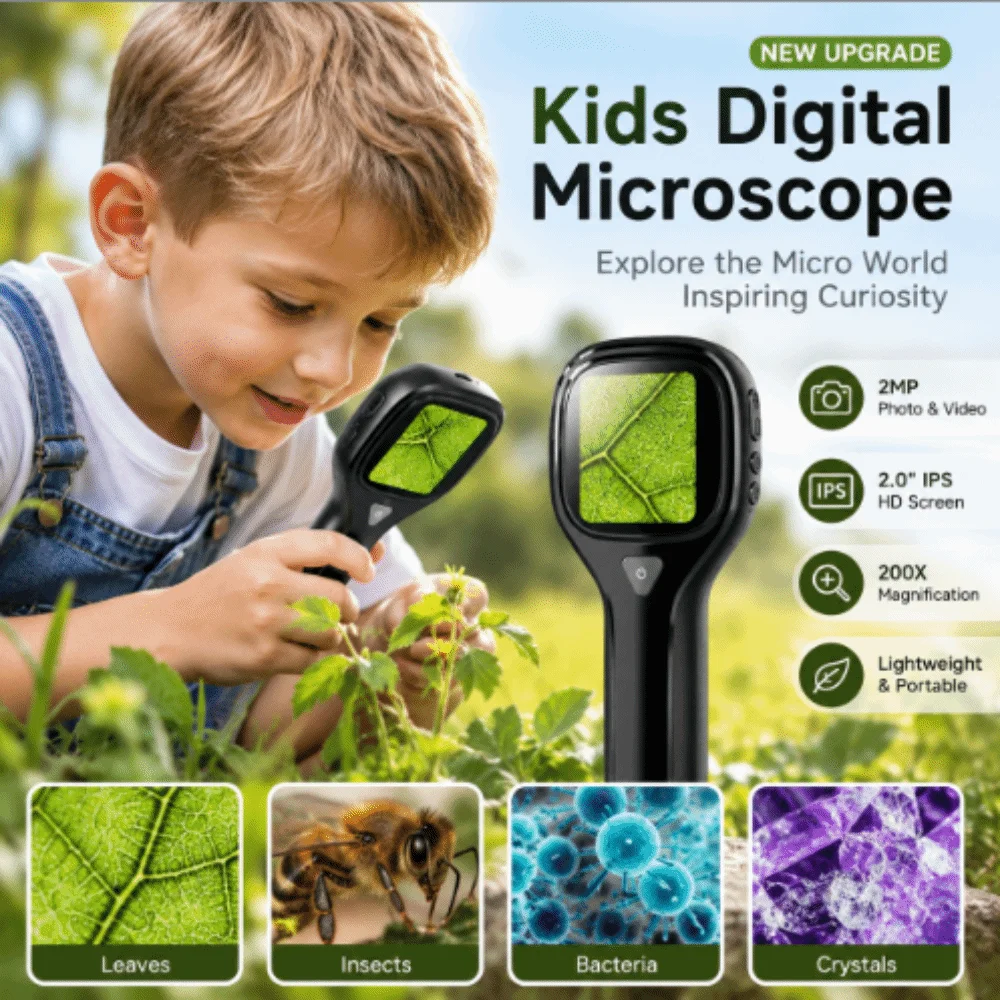 Portable IPS USB Digital Microscope 1080P HD Autofocus Kids Microscope LED 500X2MP Digital Magnifying Glass Electronics Repair