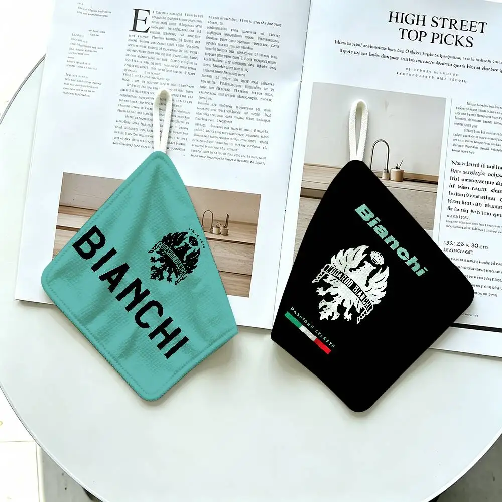 B-Bianchi-Bike Hanging Kitchen Towel, Polyester Cotton Fabric, Absorbent Hand Wiping Towel for Home Dormitory