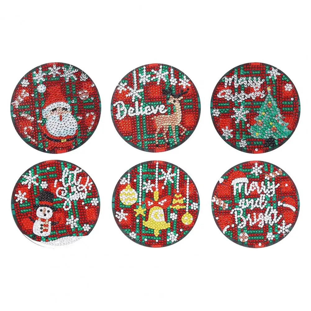 

Xmas Painting Kit Painting Kit Snowman Santa Claus 5d Painting Coaster Kit Festive Xmas Themed Glassware Coasters for Diy