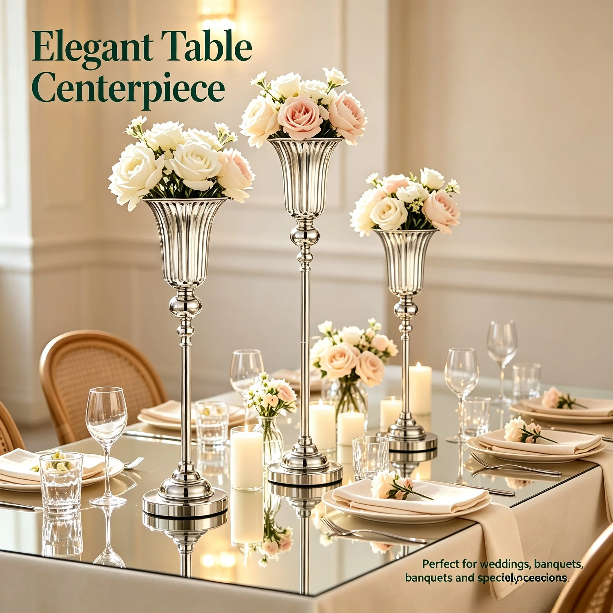 Detachable Screw‑Build Sliver Floral Candlestick Varied‑Height Weighted For Wedding Reception Dining Room Table Display Ornament