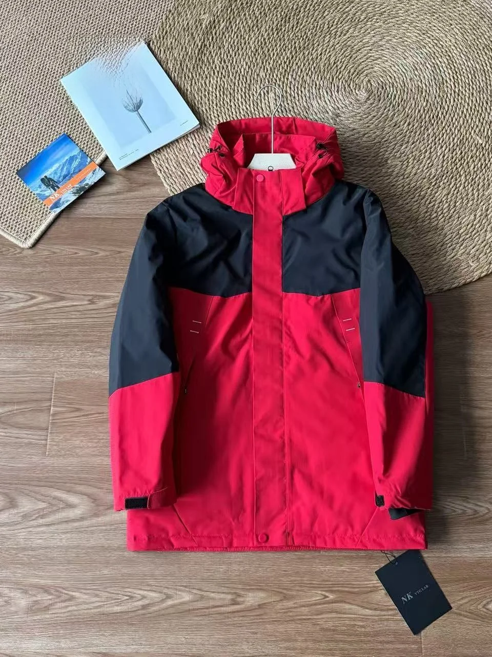 

Thiened Outdoor Winter down Jaet Hooded ex Waterproof Windproof Warm Outerwear Polyester Fiber Sports Sle Zipper Cl...