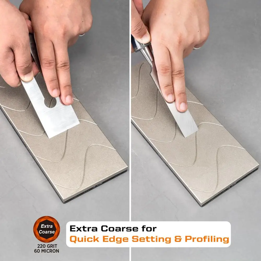 10x4 Inch Diamond Lapping Plate Whetstone Flattener Coarse 220 Grit Sharpening Stones Fix MirrorFlat Technology Anti-Slip Base