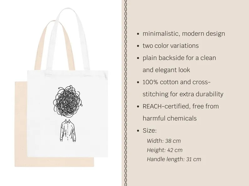 TOTE BAG mental storm – Tote Bag Shopping Bag Mental HealthAnxietyAgoraphobiaOverthinking Sustainable
