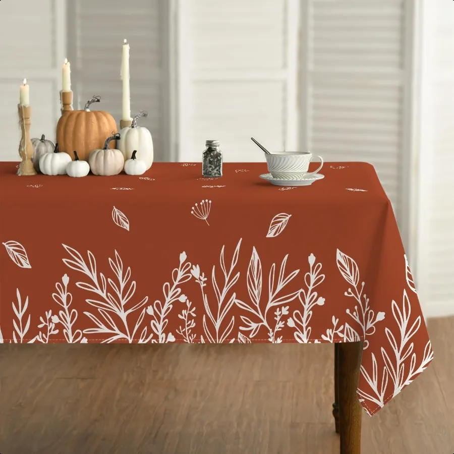 

Fall Tablecloth 60×84 Inch Rectangular Thanksgiving Autumn Harvest Caramel Wild Flowers Table Cover for Party Picnic Dinner Dec