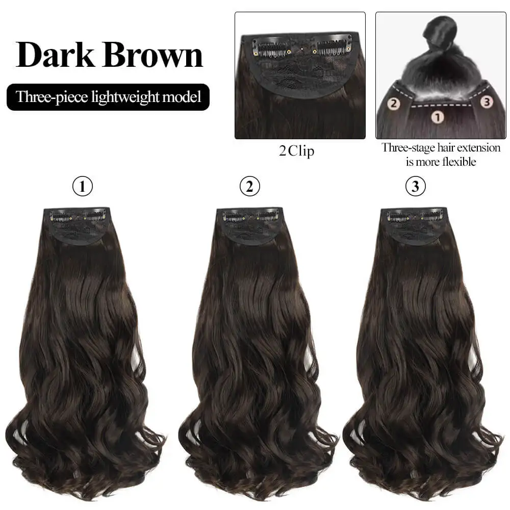 الاصطناعية 3 قطعة/المجموعة كليب في وصلات الشعر 50 سنتيمتر طويلة متموجة سميكة آدمي للنساء كامل رئيس خصلات شعر الشعر الطبيعي وهمية