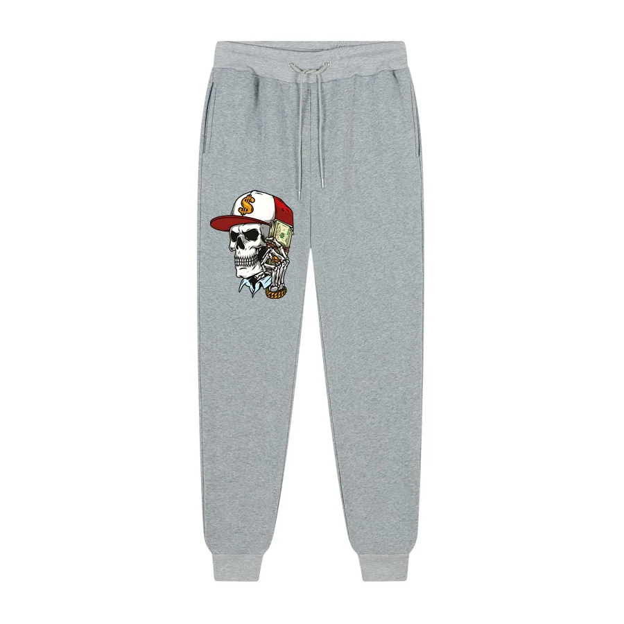 Hot Sale Skull Take Money Print Pants Men Harajuku Soft Sweatpants Fashion Casual Pants Autumn Fleece Comfortable Sportswear