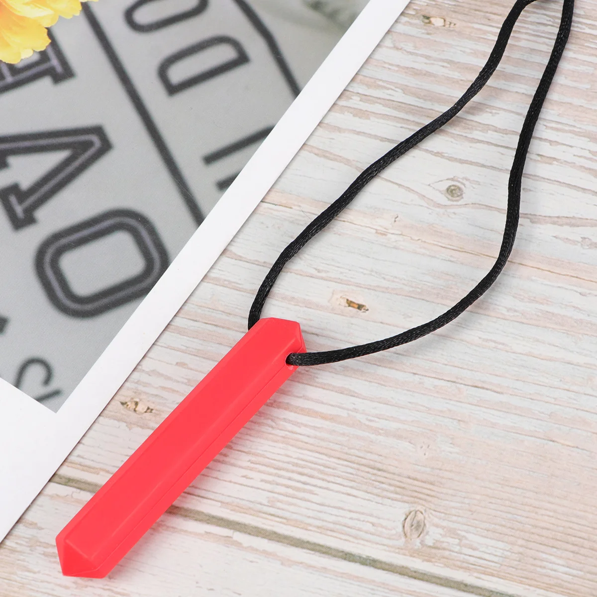 

1Pcs Silicone Baby Teether Necklace Molar Rod Pendant Safe Durable Infant Teething Relief Red Rope Size 80cm Teether