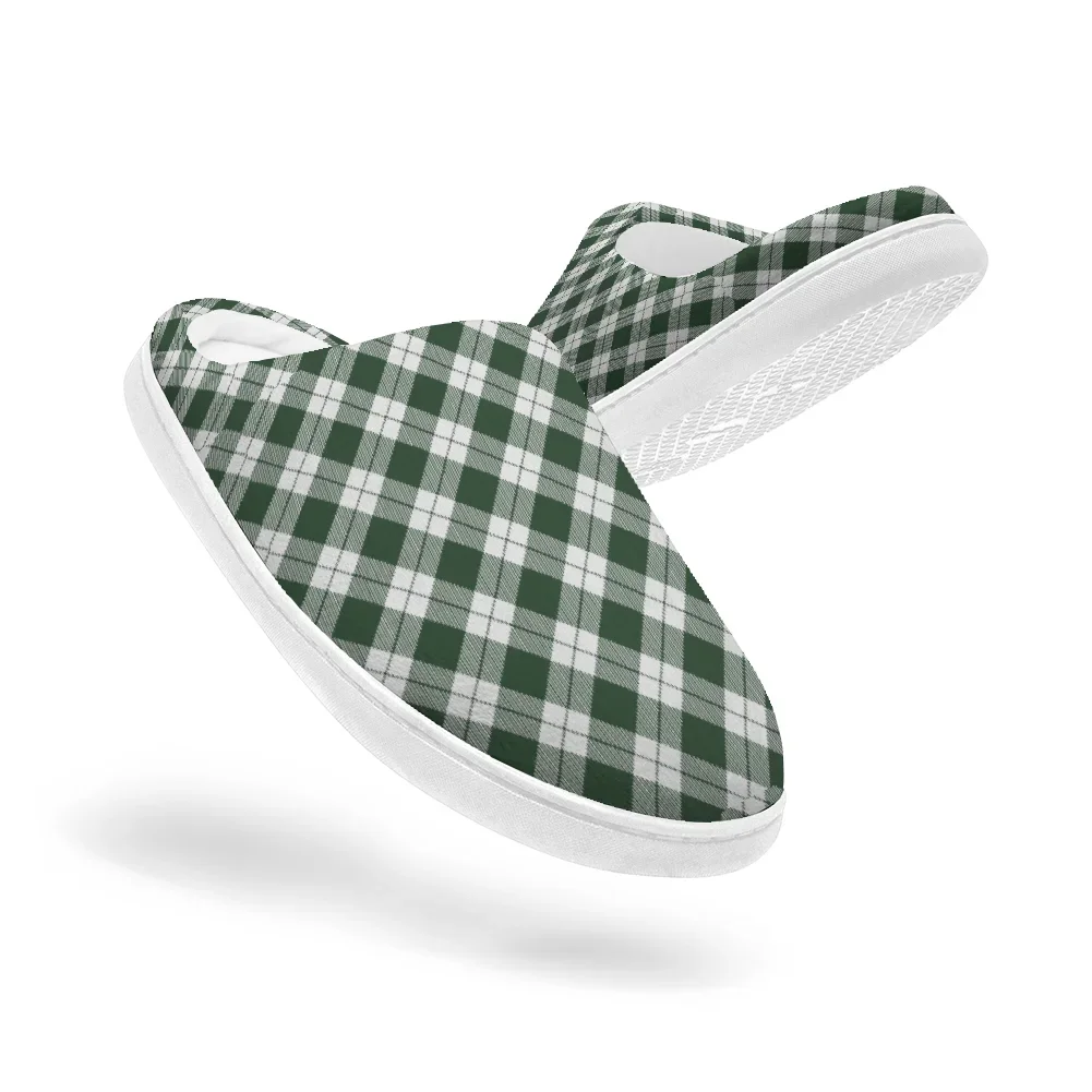 Classic plaid cotton slippers, high quality plush casual warm slippers, winter home slippers