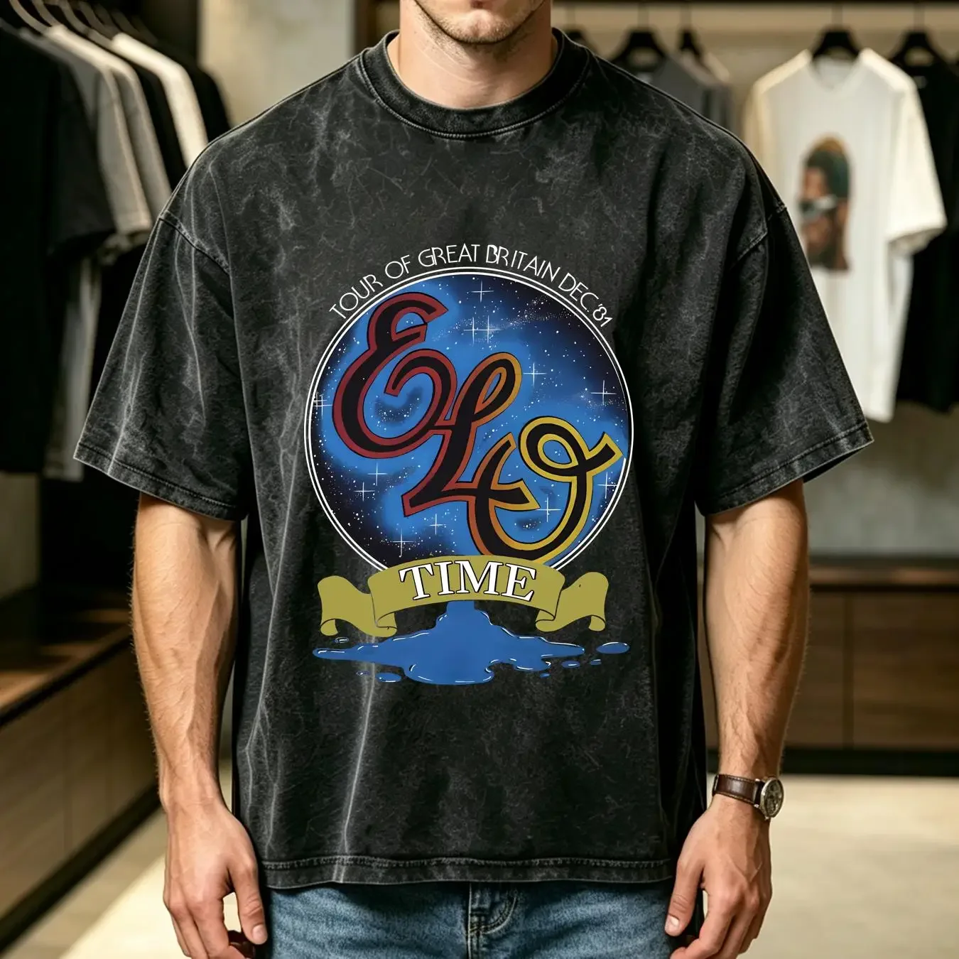 washed T Shirt Electric Light Orchestra ELO 80s 90s Tour All Size KH1069 long or short sleeves vintage Washed homme streetwear