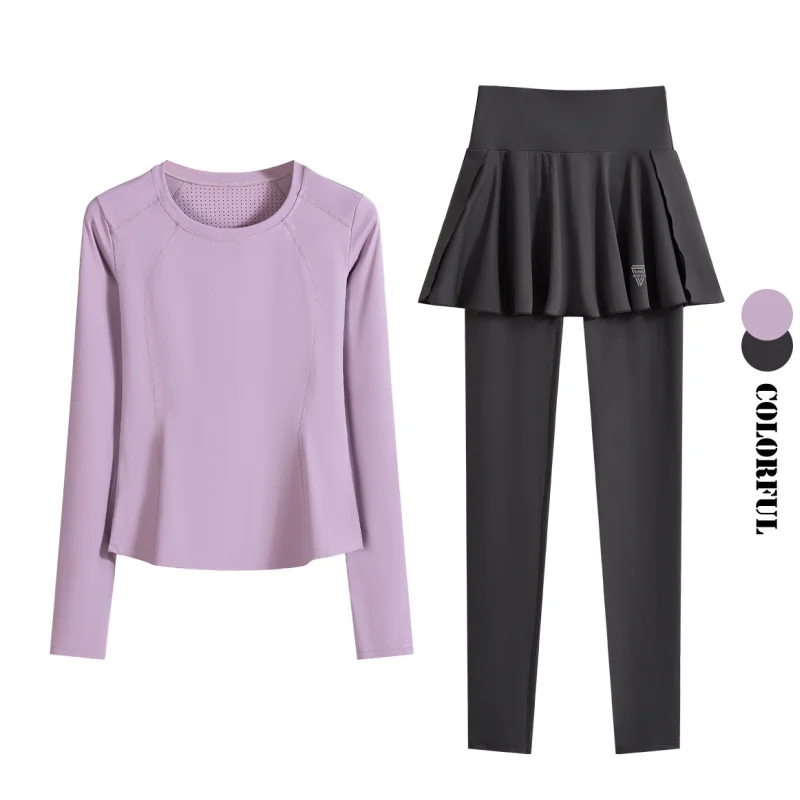 DRUR المرأة تنورة التنس مجموعة 2 قطعة الصالة الرياضية عالية الخصر 2 في 1 طماق دعوى الخريف اليوغا وتتسابق الجري تجريب أكتيفيوير جديد