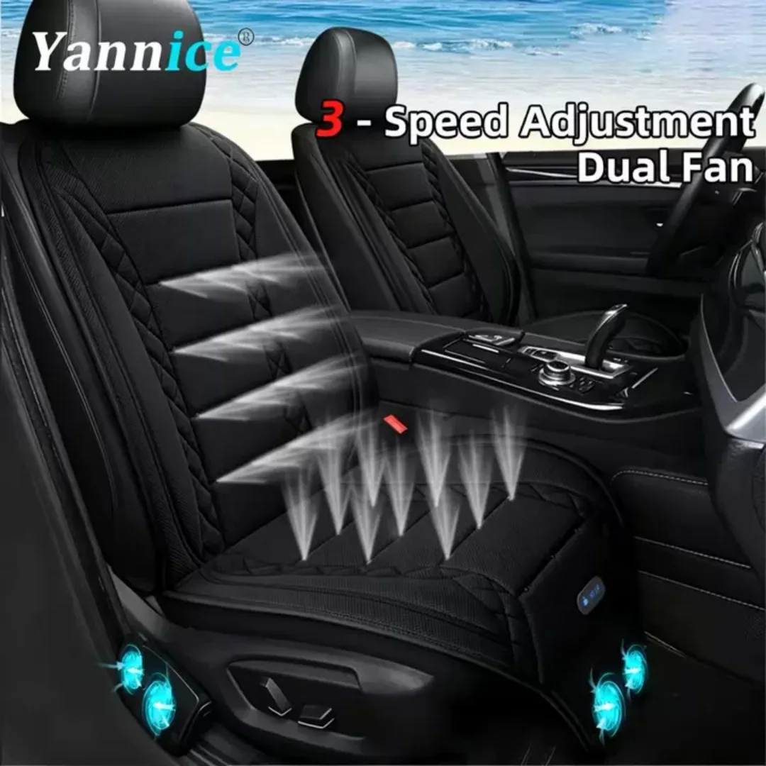 

Yannice 12V Universal Car Seat Cooling Cushion with Dual Fans 3-Speed Adjustable Ventilated Breathable Summer Seat Cover Pad