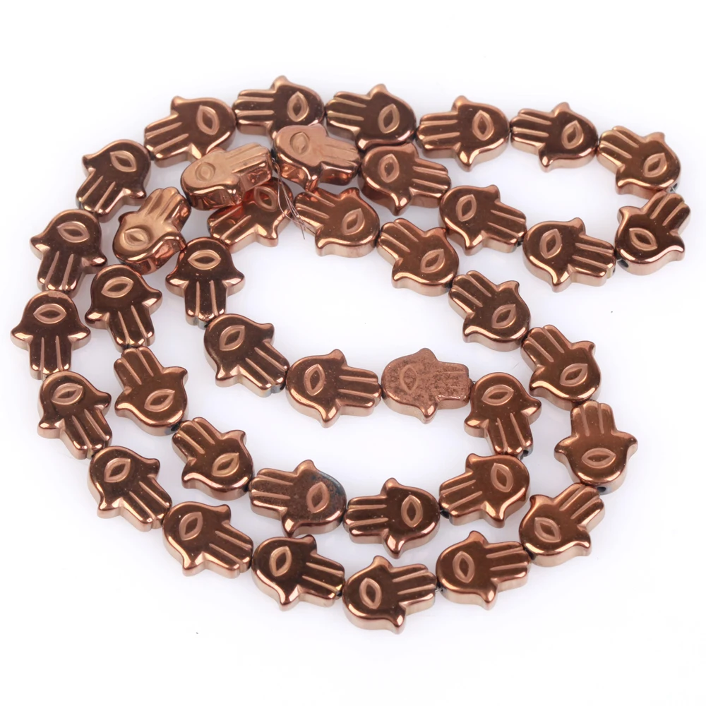 الطبيعية 10x9 مللي متر عيون النخيل شكل مطلي الهيماتيت حجر فضفاض خزر عازل لصنع المجوهرات قلادة سوار اليدوية