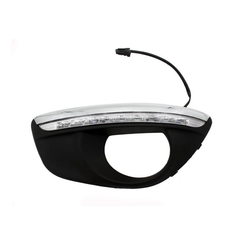 2Pcs/Set 12V Car LED DRL Daytime Running Lights with Fog Lamp Hole for Hyundai Santa Fe 2010-2012 Dimmed Light Function