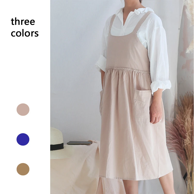 

Apron Cotton Plus Size Antifouling Waterproof Pleated Skirt Home Kitchen Milk Tea Shop Florist Nail Salon Art Bib Work Clothes