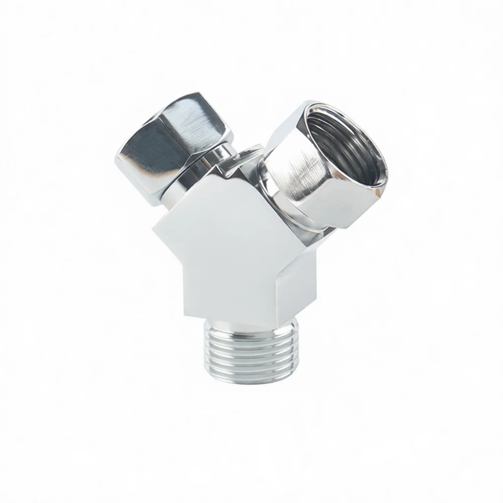 Solid Brass Dual Outlet Tap Connector Durable Angle Valve Tee Flow Splitter For Kitchen Bathroom Pipe Replacement