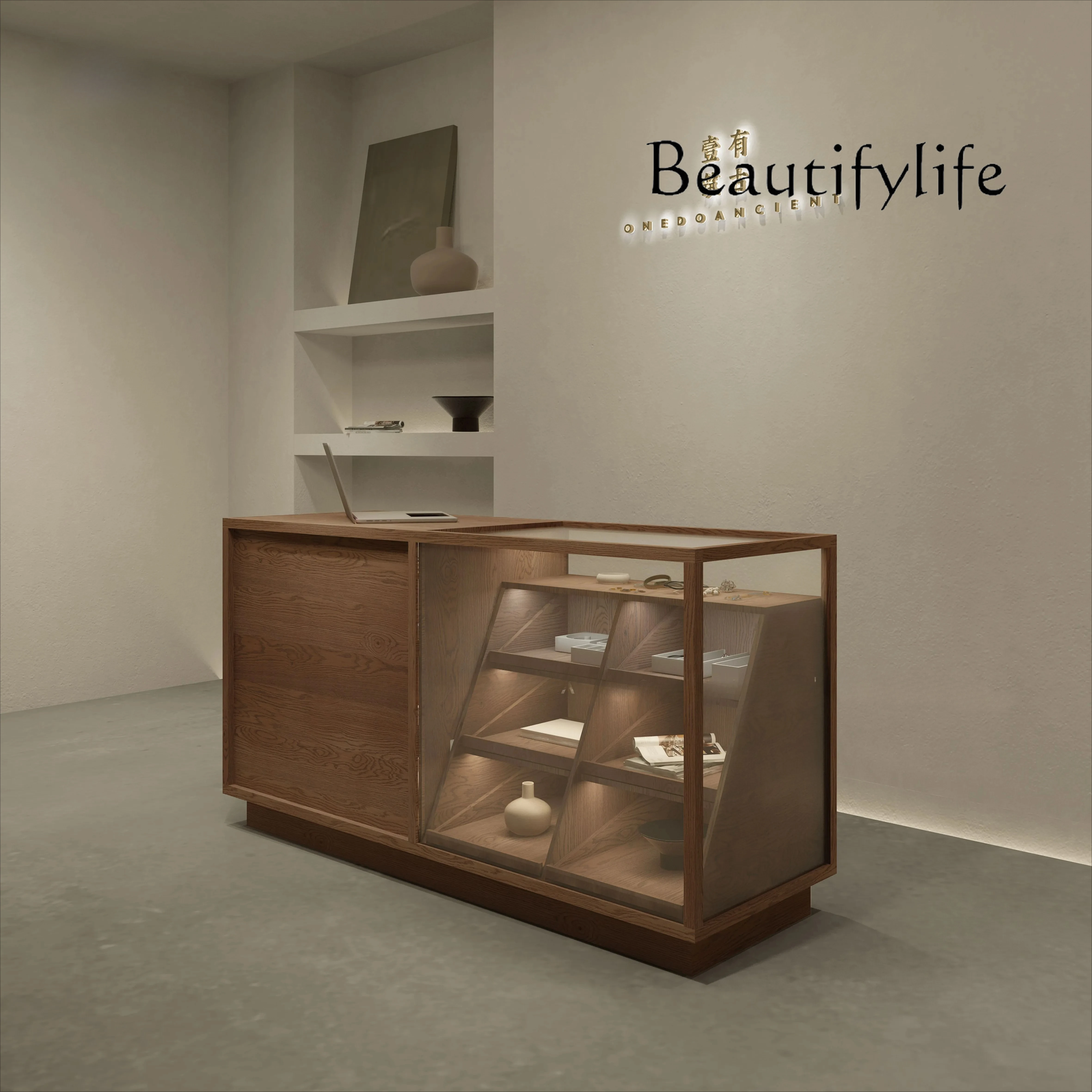 

Cashier Display Cabinet Sales Cabinet Collection Desk Old Shopping Mall Jewelry Store Jewelry Store Jade