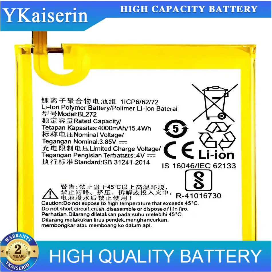 

Stable BL272 4000Mah Safe For Lenovo Vibe K6 Power K33A42 XT1662 Not Fit K33a48 K33b36 K33b37 Mobile Phone Battery
