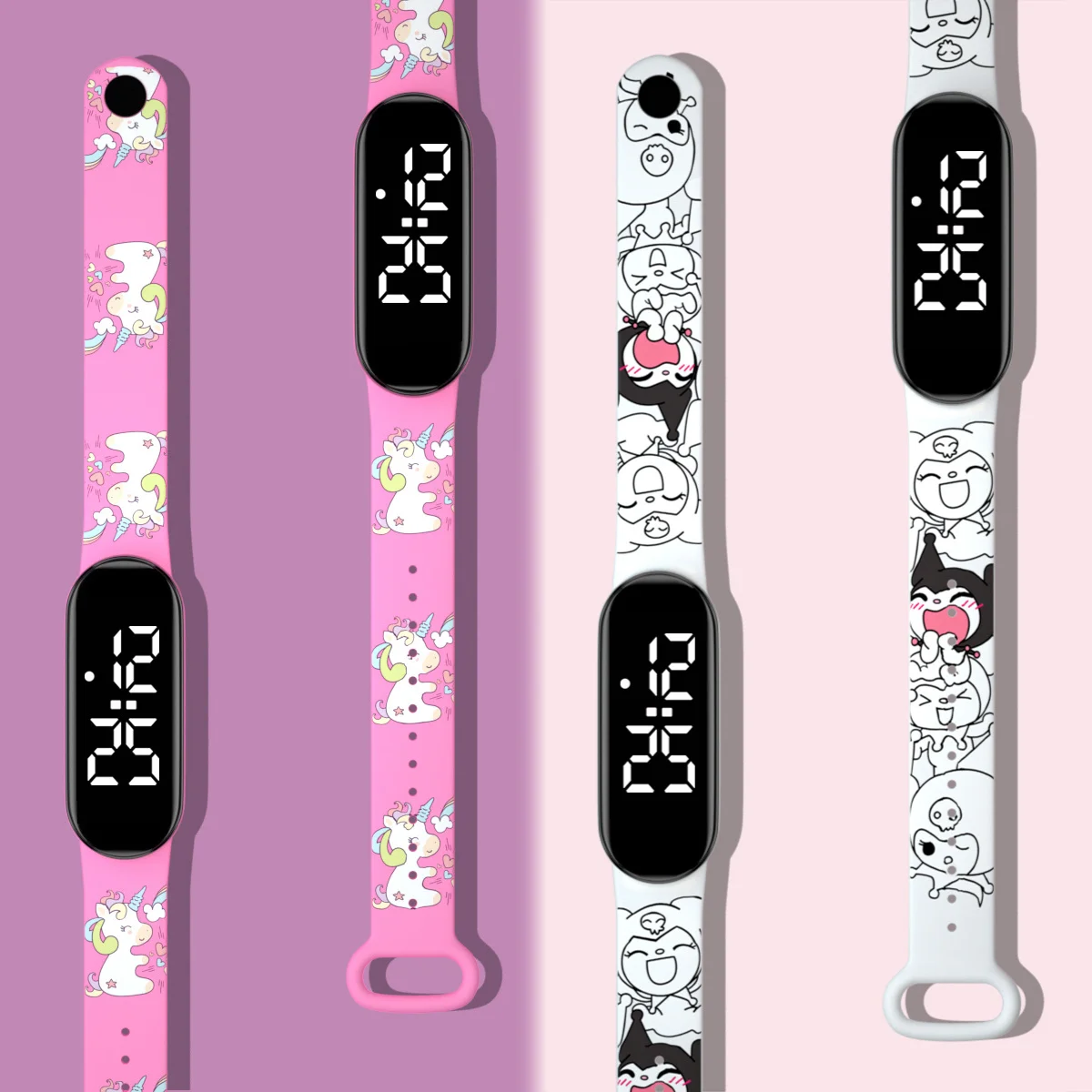 50pcs/lot Cartoon Digital Kids' Watch LED Luminous Watches Touch Waterproof Electronic Sports Watch Kids Birthday Gift