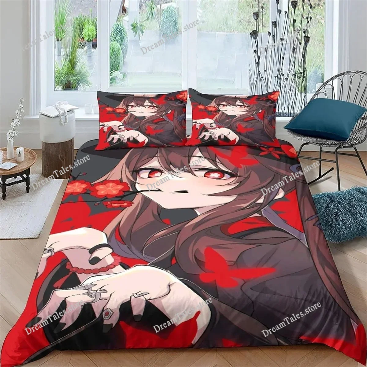 

Genshin 3D Printed Duvet Cover Set with Pillowcases for Boys and Girls, Microfiber Bedding Sets with Hidden Zipper Closure