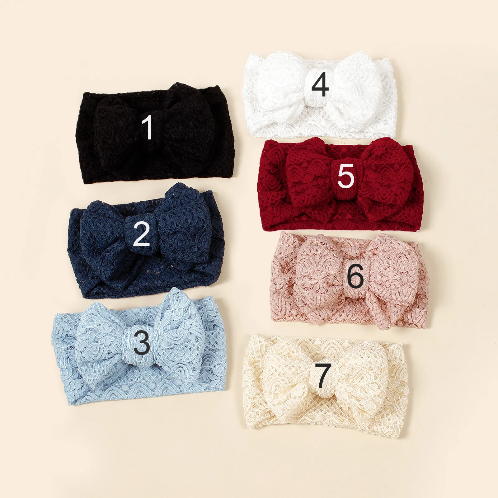 24 teil/los Neugeborenen Baby Spitze Bogen Stirnbänder, Gestickte Bogen Elastische Haarbänder Kinder Mädchen Turban Kopf Wraps Kinder Spitze Stirnbänder – Detail 1