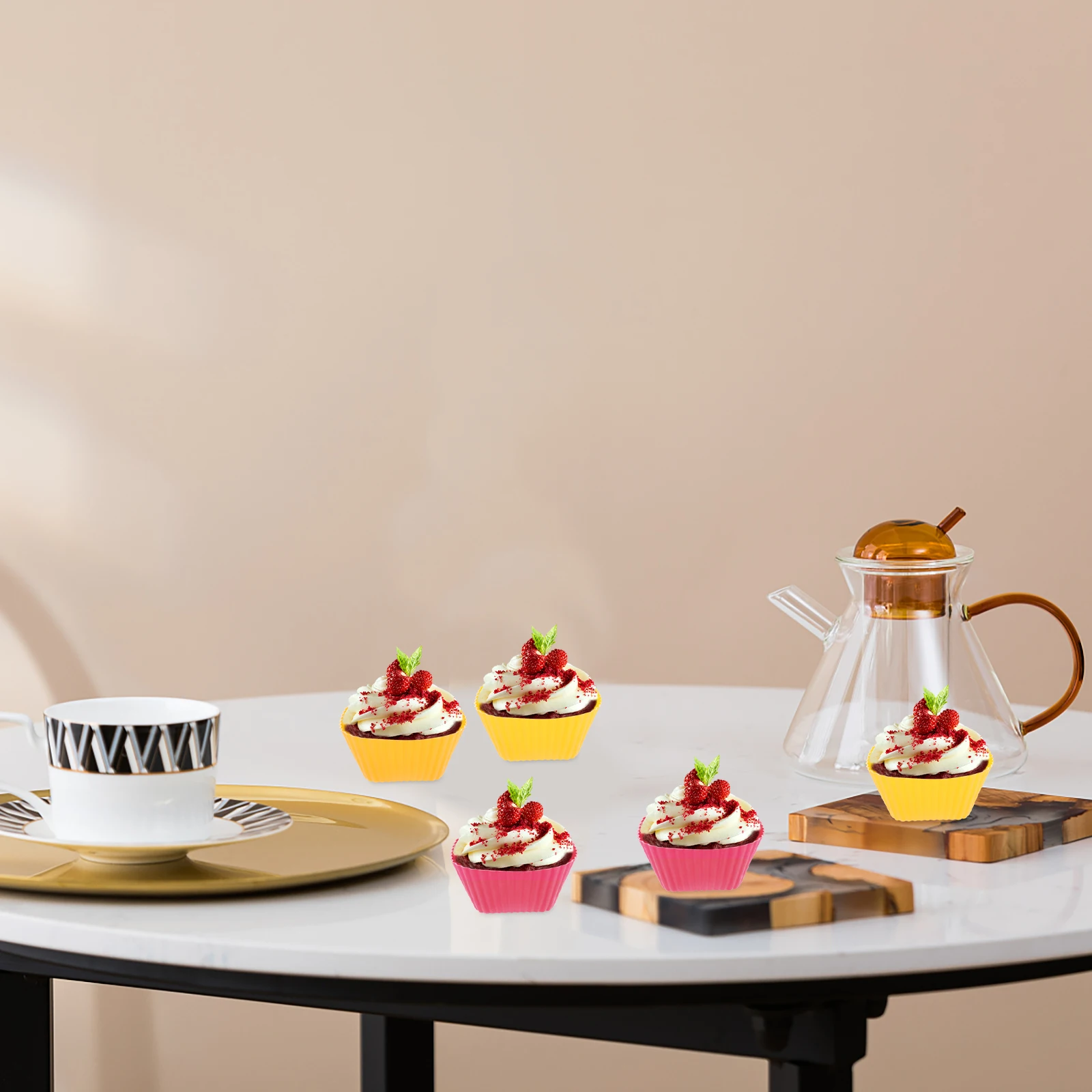 

12pcs Silicone Baking Cups Reusable Muffin Cupcake Holders Microwave Freezer Oven Dishwasher Safe Non-Stick -40 To 230°C