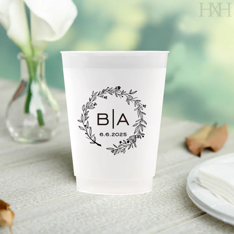 

Personalized Wedding Cups 12oz and 16oz Frosted Plastic Cups Reusable Plastic Cups Custom Plastic Cups Bachelorette Party Cups
