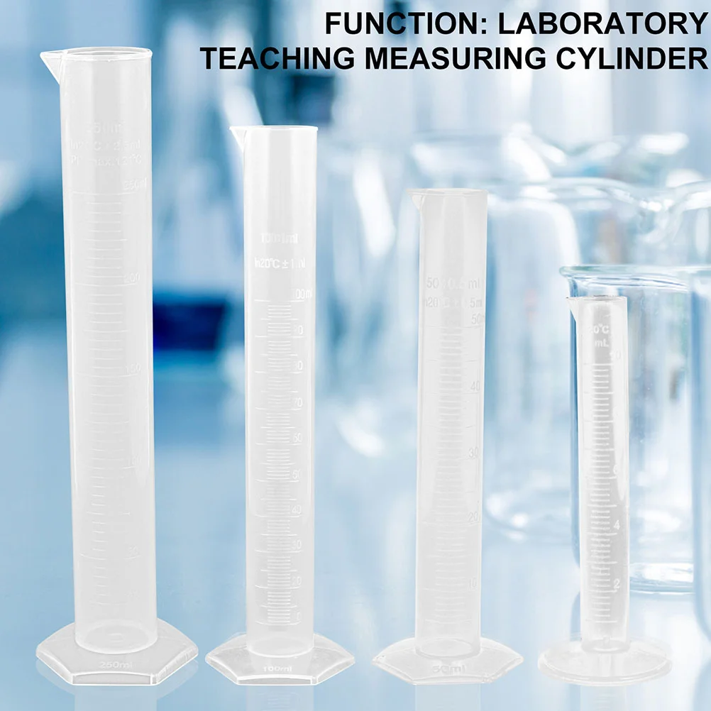 2 Pcs Measuring Cup Cylinder with Scale Plastic Graduated for Chemistry Laboratory Tool Practical