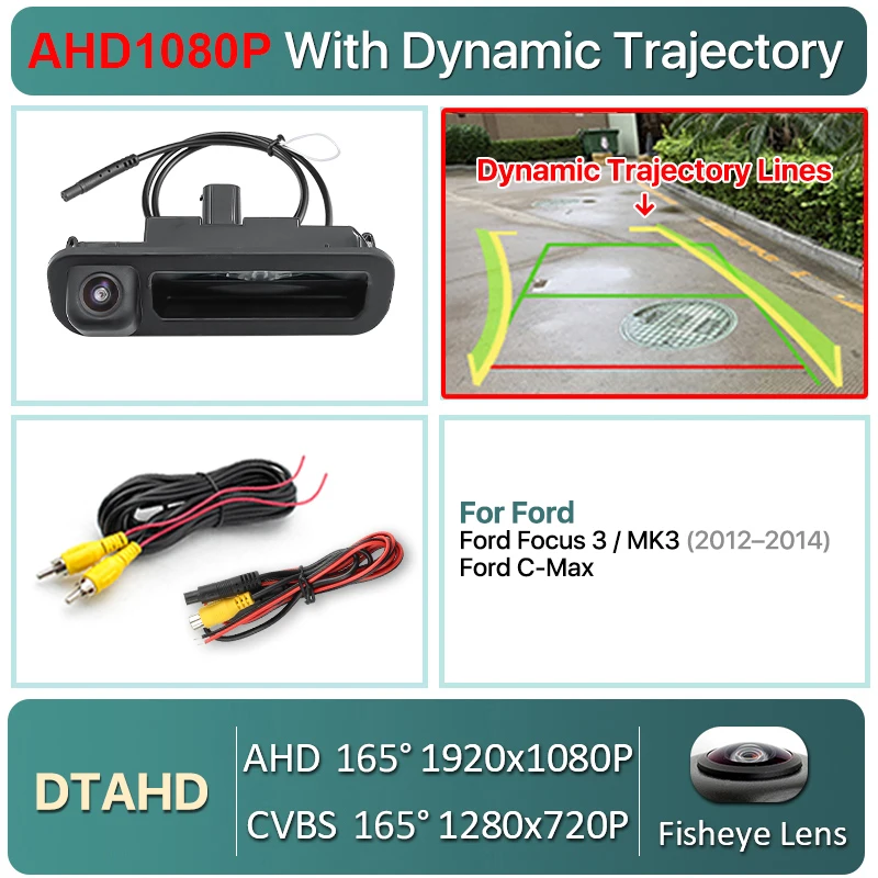 Achteruitrijcamera Voor Ford Focus 3 (2012-2013) – 170° Groothoek, CVBS+AHD, Starlight-nachtzicht
